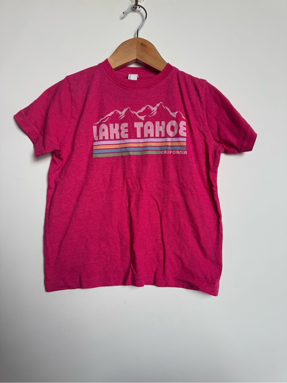 Girls Rabbit Skins Bright Pink Lake Tahoe Graphic Tee